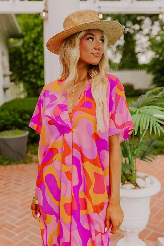 Beachy Days Caftan Midi in Pink