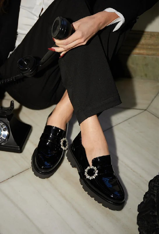 Freya Black Loafers