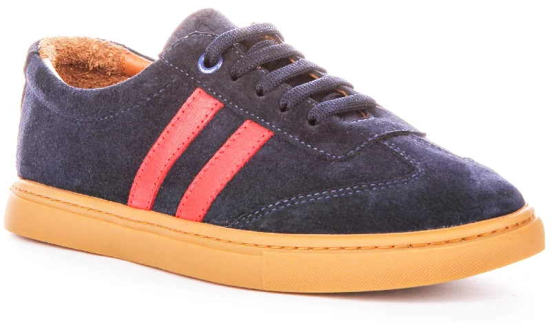 Sadie Retro Trainers In Navy Red