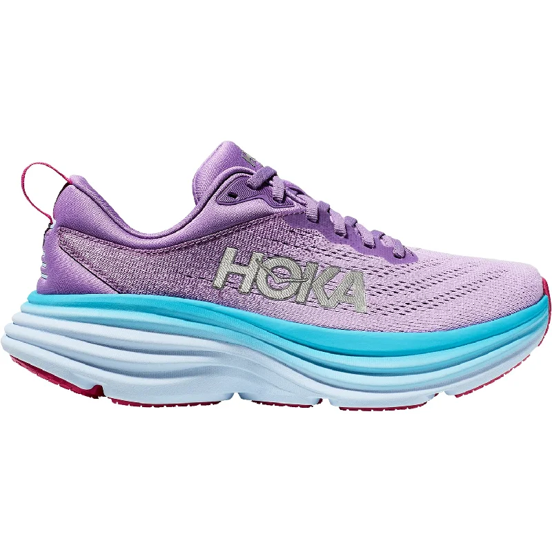 Women's Hoka Bondi 8 Chalk Violet/Pastel Pink Mesh