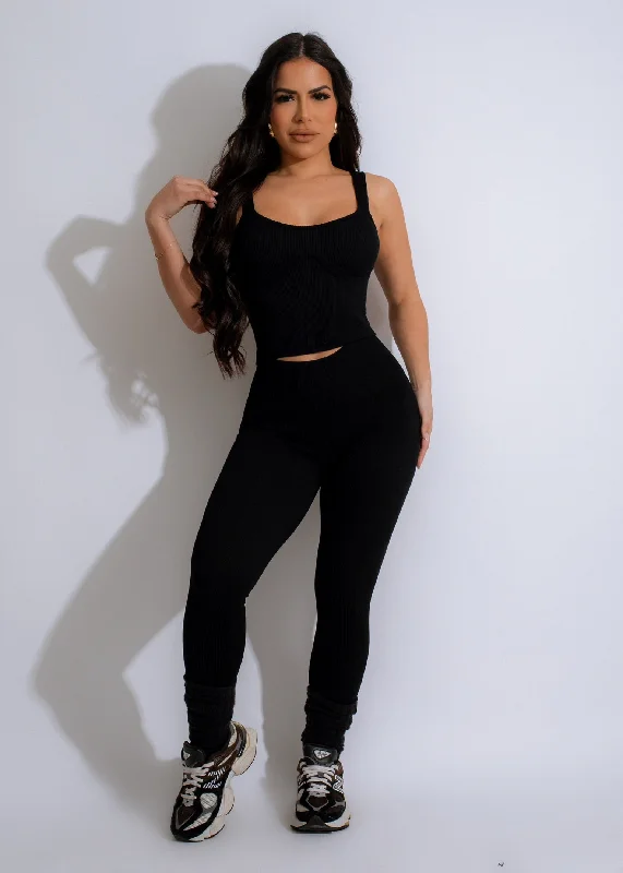 Yoga Flex Ribbed Crop Top Black