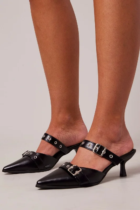 Black Buckle Heeled Shoes