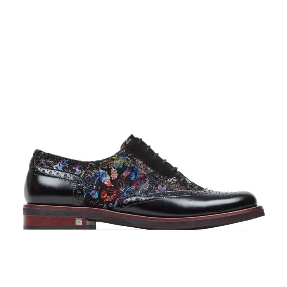 Embassy London Vivienne Black Flower Print Lace up Brogue shoe. Only size 3 left.