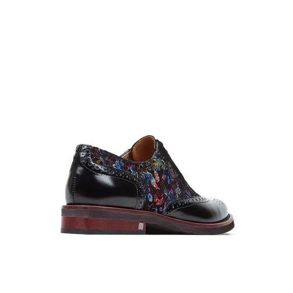 Embassy London Vivienne Black Flower Print Lace up Brogue shoe. Only size 3 left.