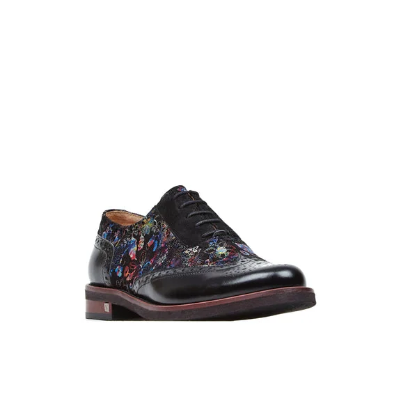 Embassy London Vivienne Black Flower Print Lace up Brogue shoe. Only size 3 left.