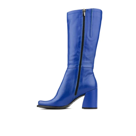 Embassy London Winter Bright Blue Block Heeled Long Boot