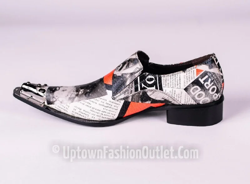 Fiesso Marilyn Monroe Print Pointed Metal Toe Slip on Shoes FI 6867