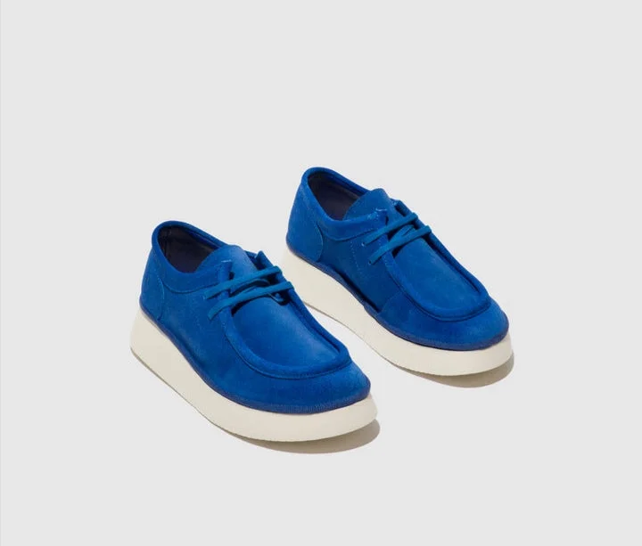 Fly London Ceza437Fly Denim Blue Suede Lace Up shoe. Only sizes 4 and 7 left.