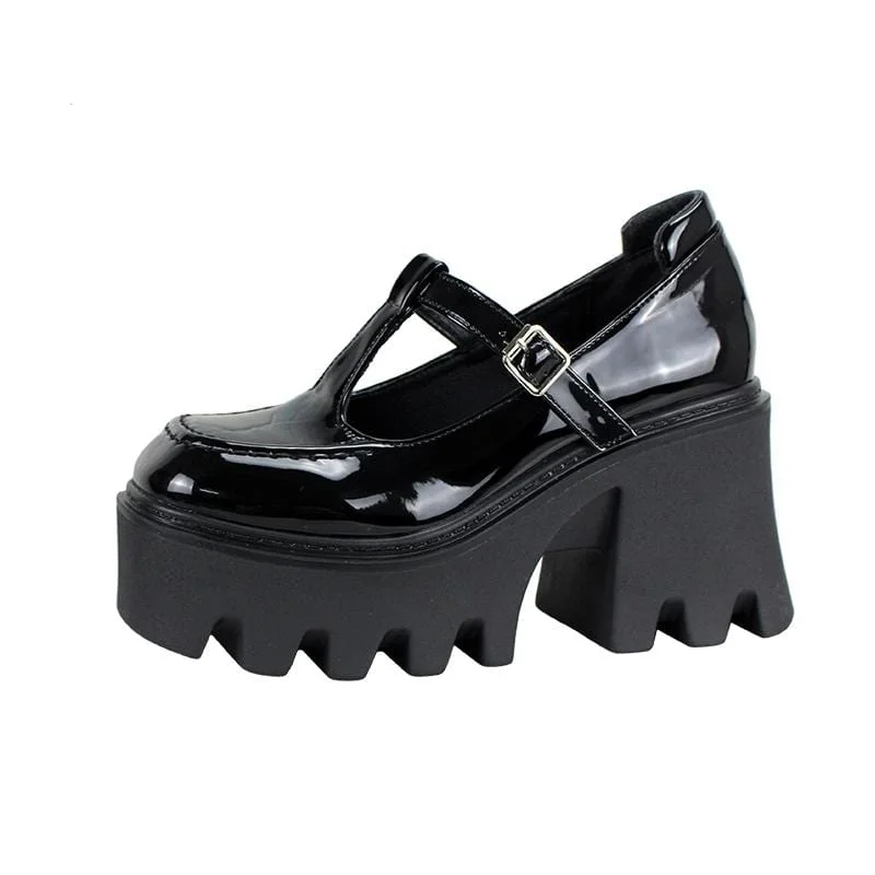 Women's Gothic Punk Cutout Platform Mary Jane Shoes