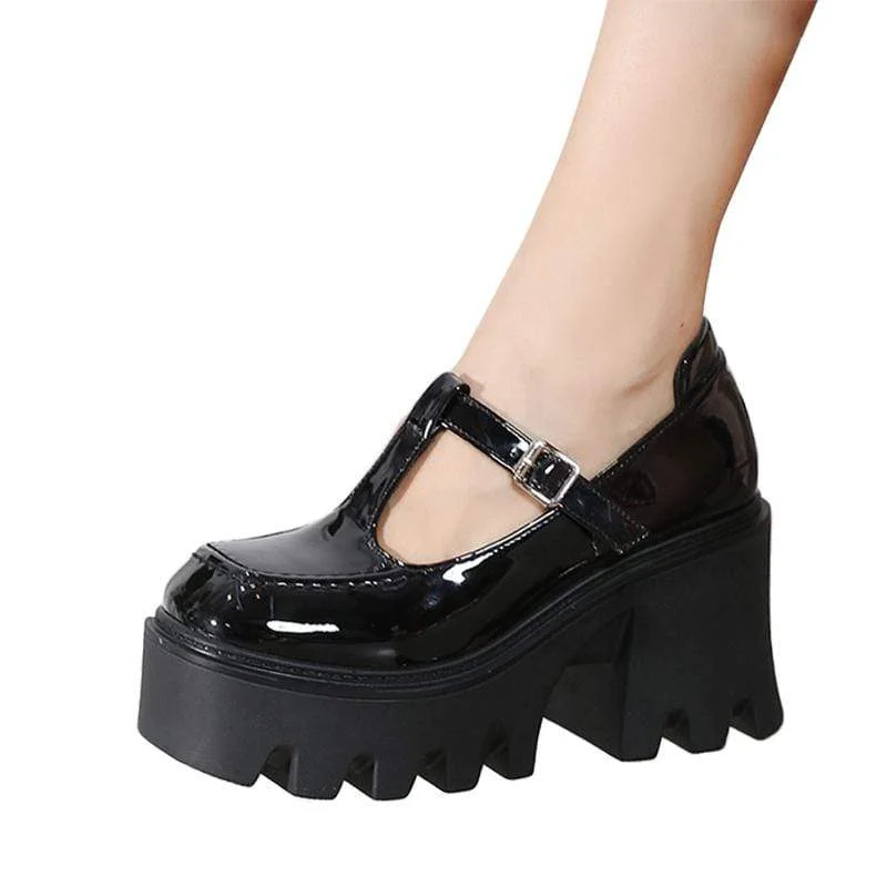 Women's Gothic Punk Cutout Platform Mary Jane Shoes