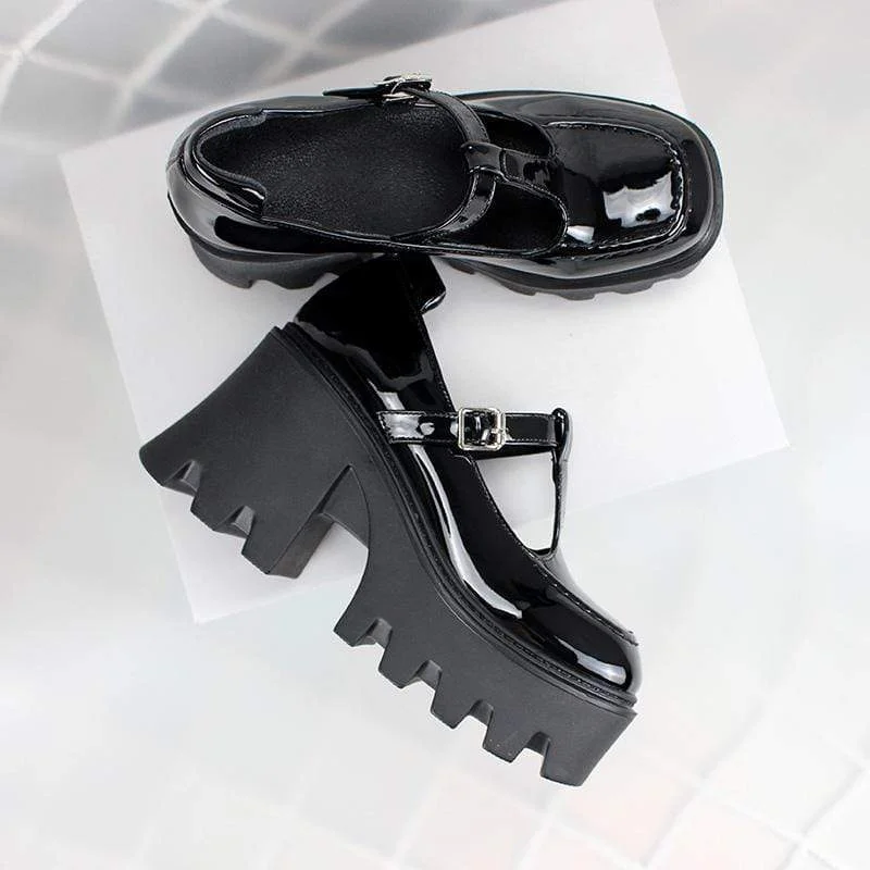 Women's Gothic Punk Cutout Platform Mary Jane Shoes