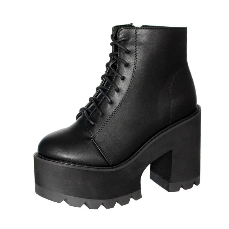 Women's Gothic Punk Lace-up Chunky Heel Boots