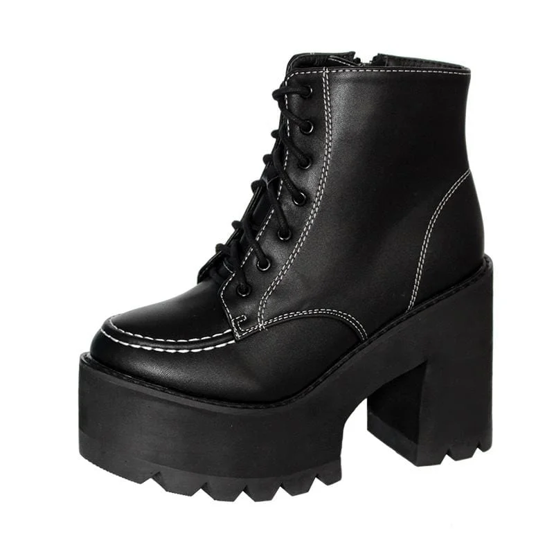 Women's Gothic Punk Lace-up Zipper Platform Boots