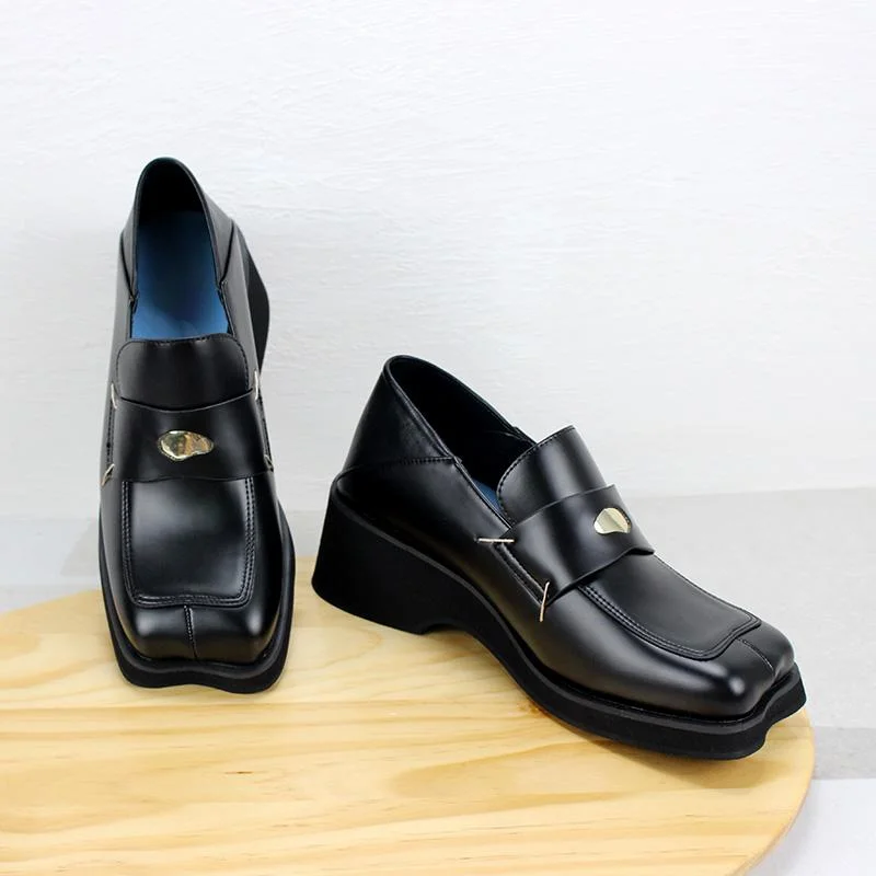 Women's Gothic Punk Square-toe Loafers Shoes