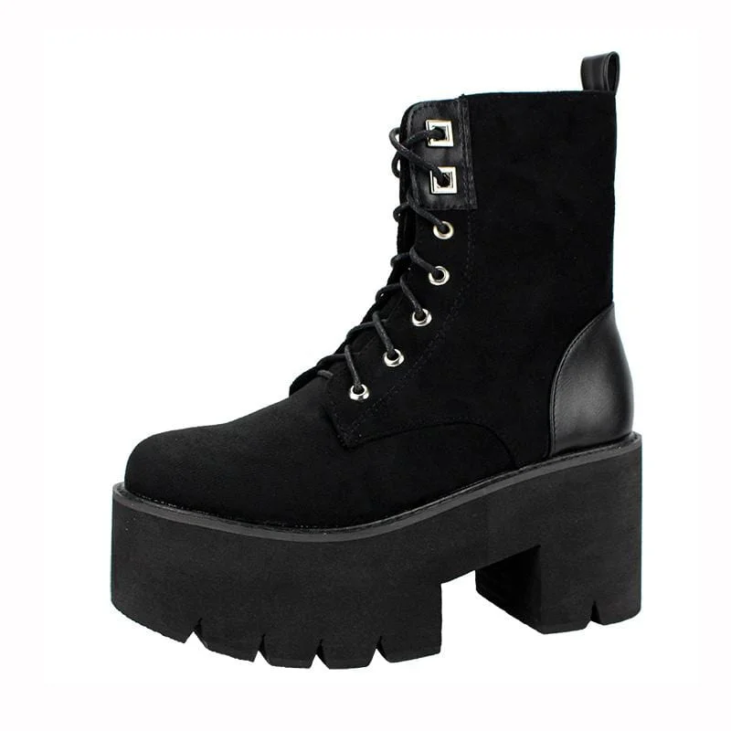 Women's Gothic Punk Suede Splice Platform Boots