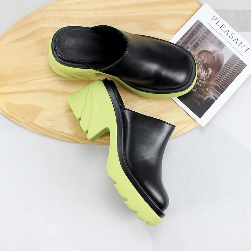 Women's Gothic Punk Wedge Mules Slippers